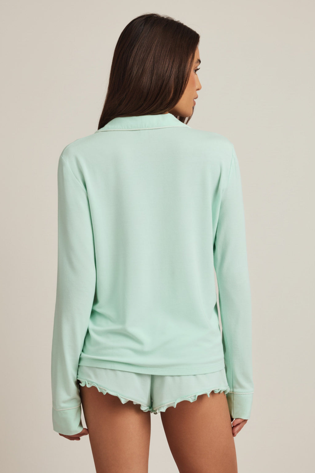 Modal Long-Sleeve Pyjama Top in Mint