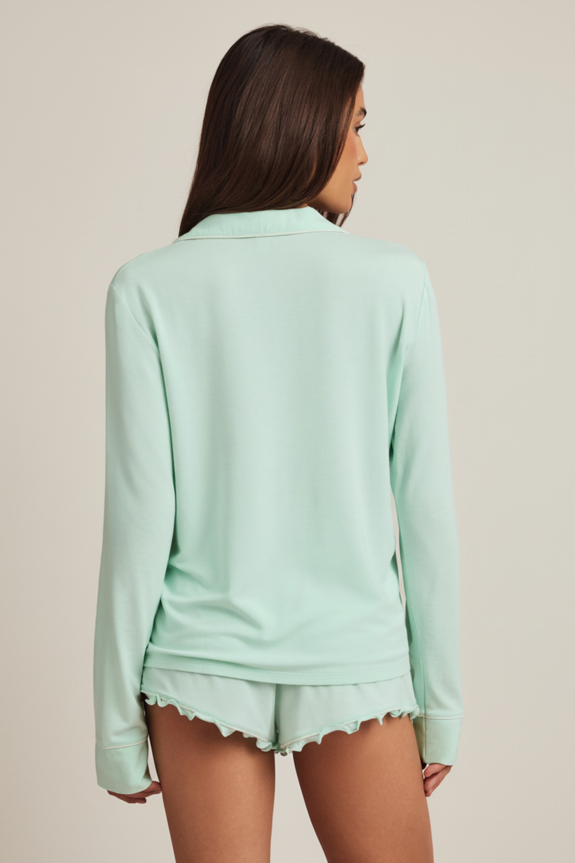 Modal Long-Sleeve Pyjama Top in Mint