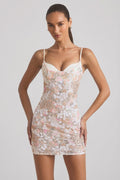 Embellished Camisole Bodycon Mini Dress in Ivory