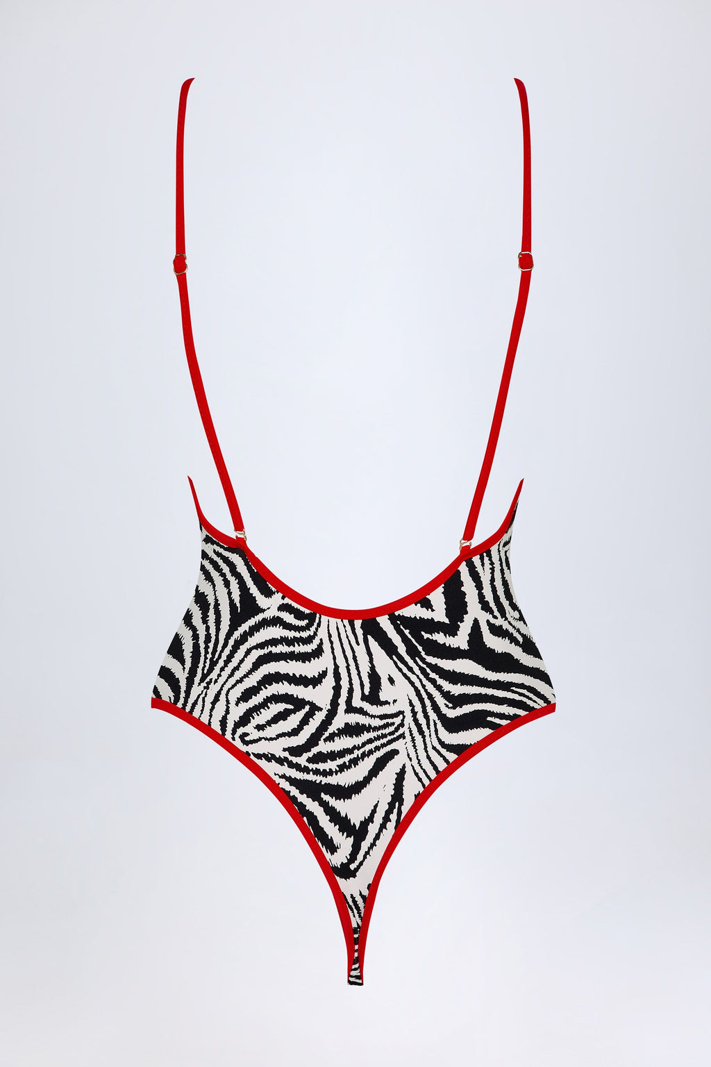 Charm-Detail Cross-Back Swimsuit in Zebra Print