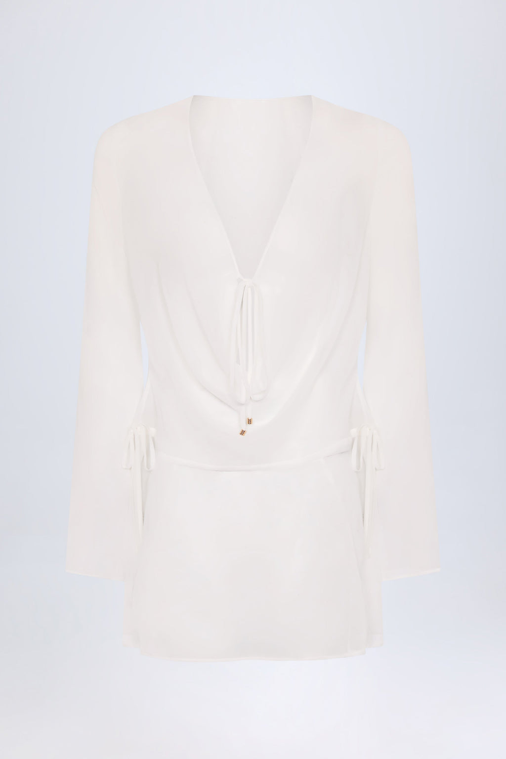 Cowl-Neck Mini Dress in White