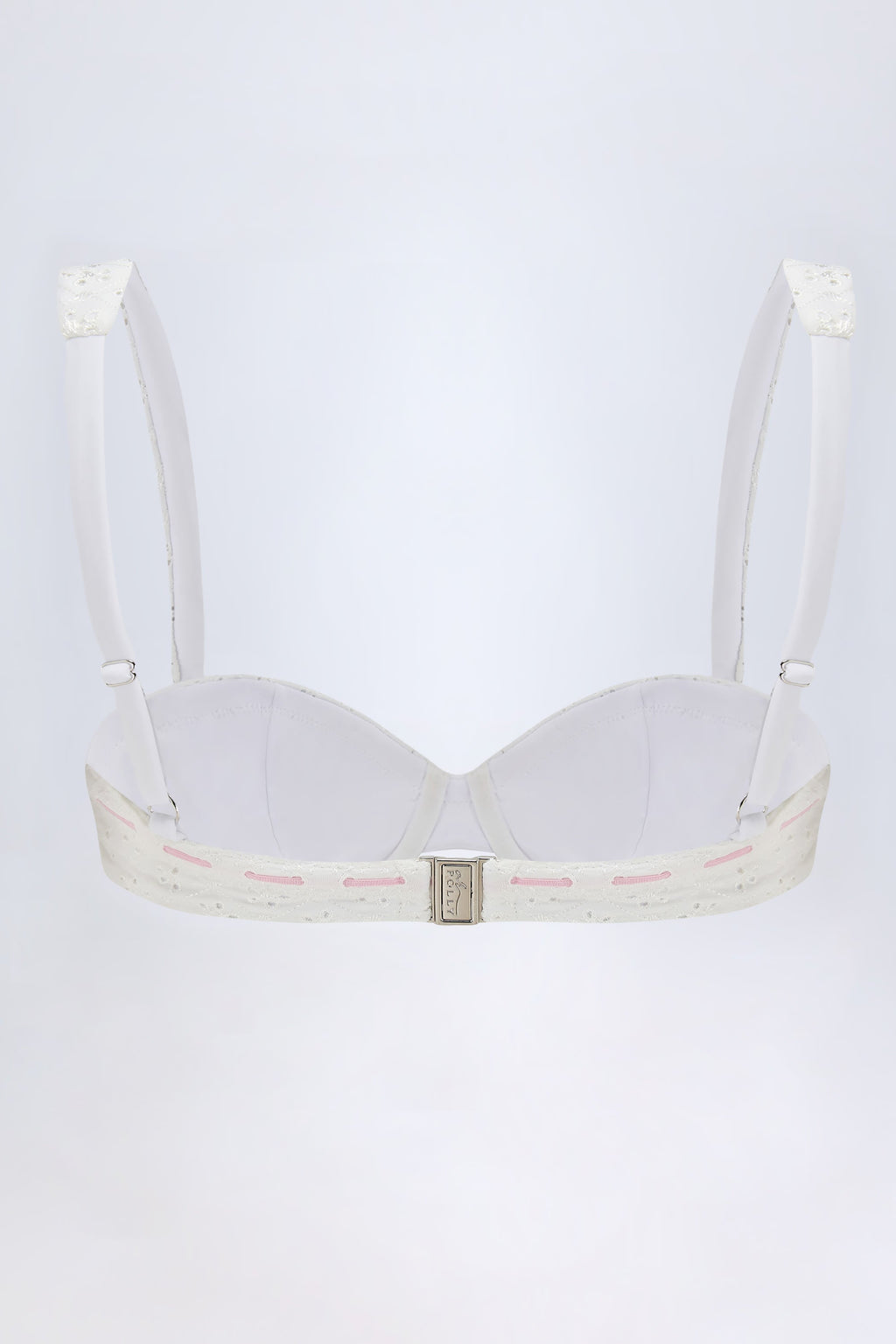 Broderie Anglaise Underwired Balconette Bikini Top in White