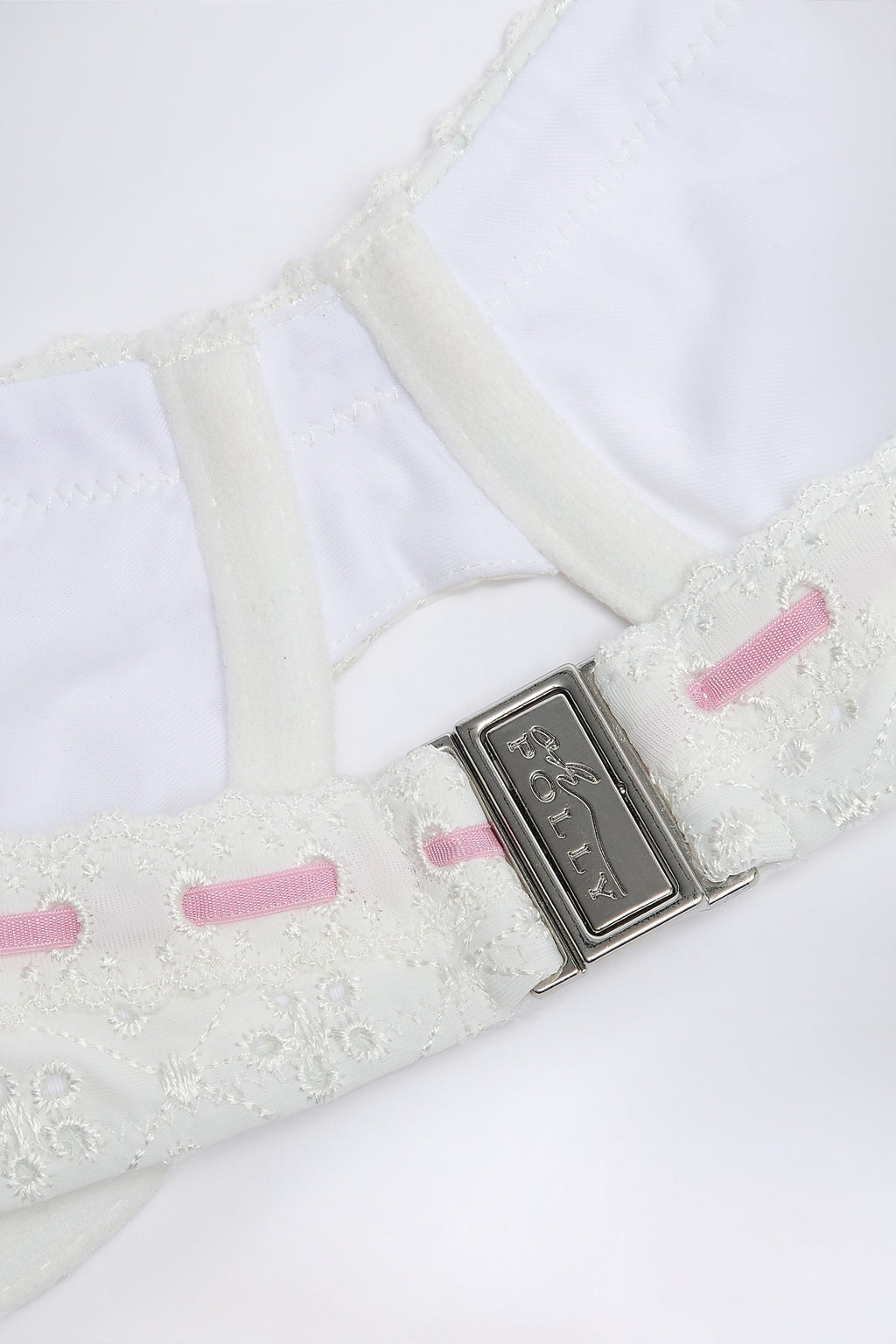 Broderie Anglaise Underwired Balconette Bikini Top in White