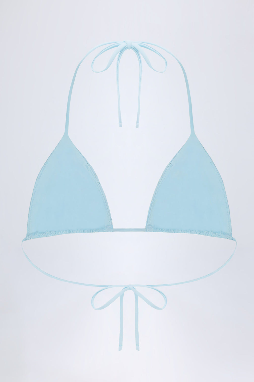 Broderie Anglaise Triangle Bikini Top in Powder Blue