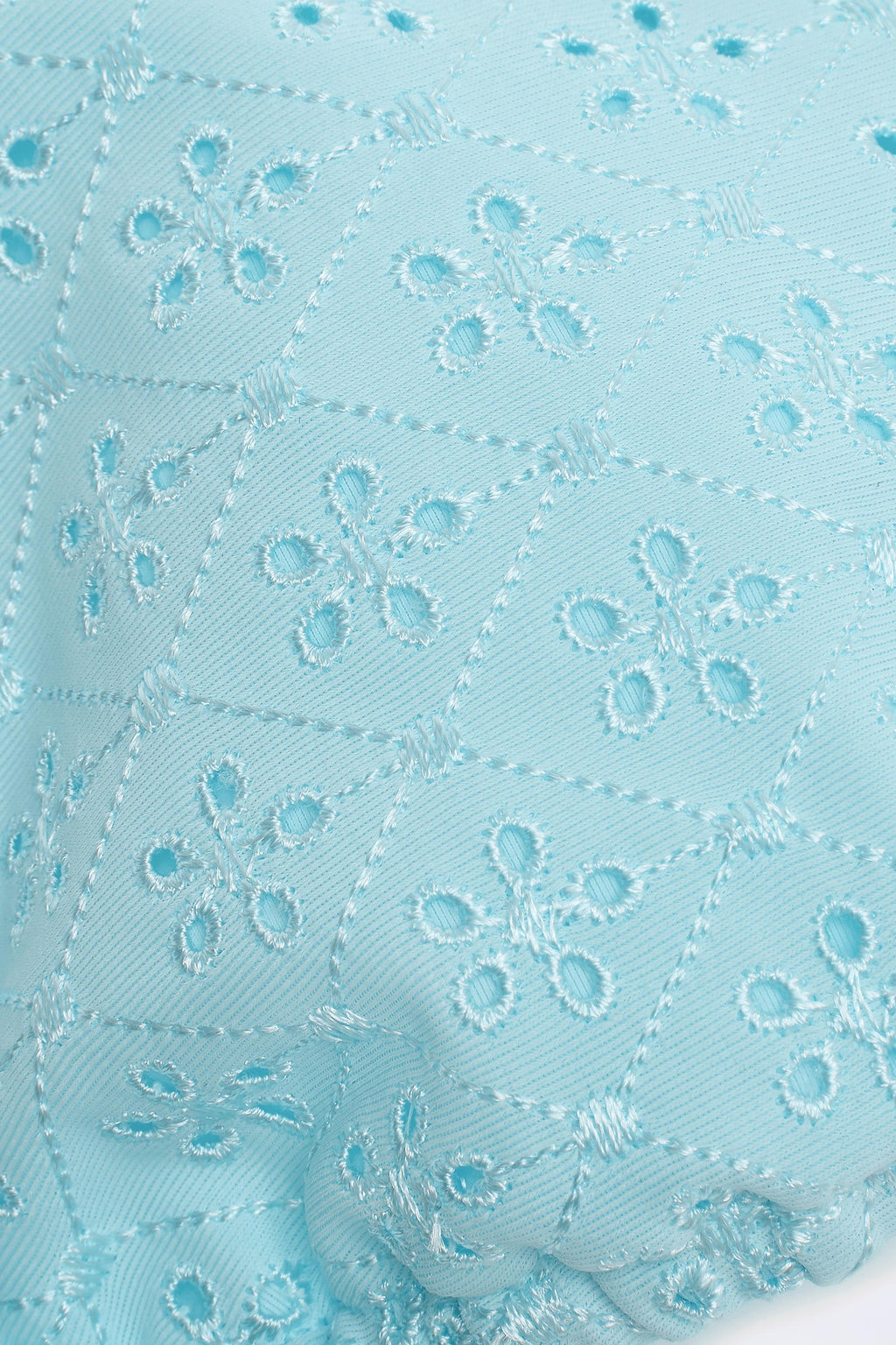 Broderie Anglaise Triangle Bikini Top in Powder Blue