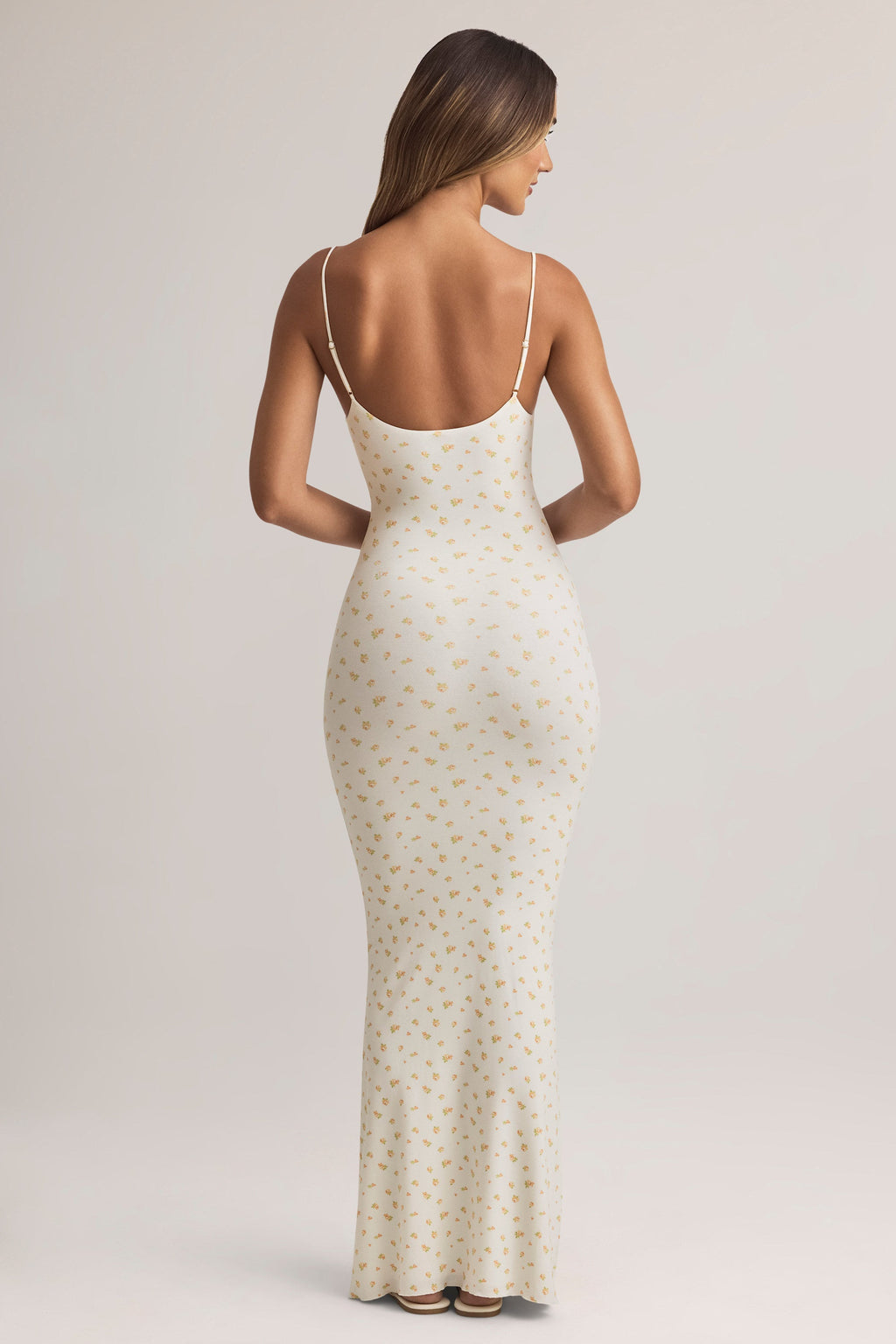 Modal Scoop-Neck Strappy Maxi Dress in Floral Print