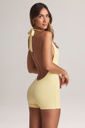 Modal Ribbed Backless Playsuit in Lemon Sherbet