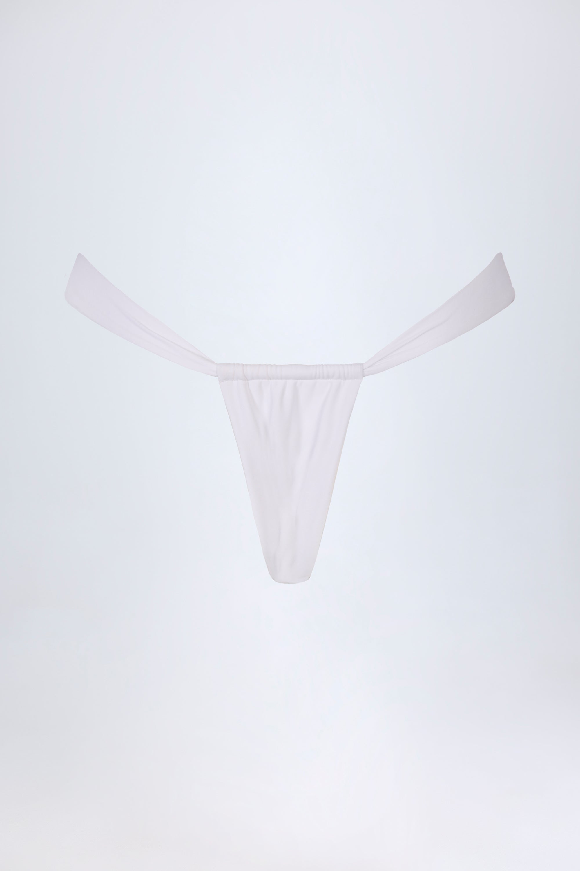 Ruched Thong Bikini Bottoms in White