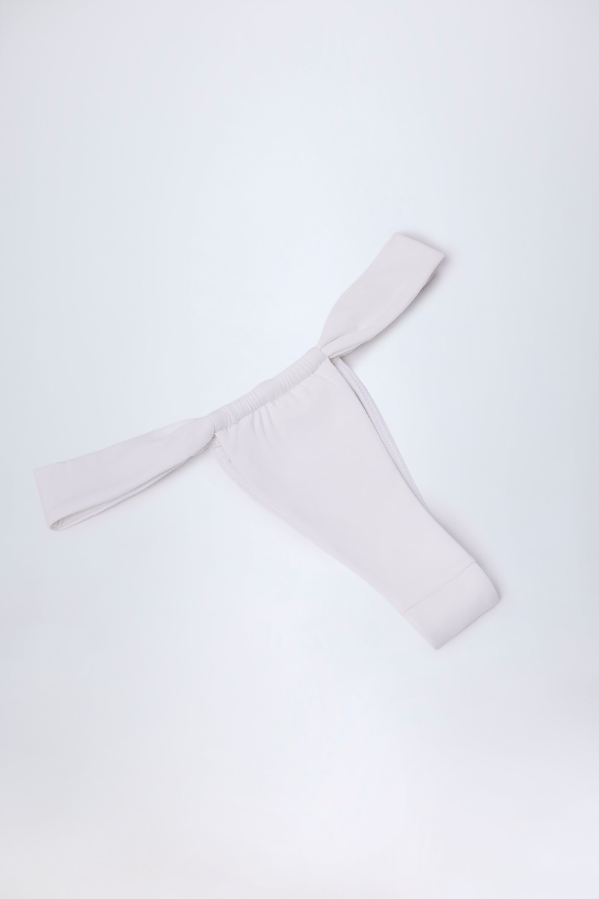 Ruched Thong Bikini Bottoms in White