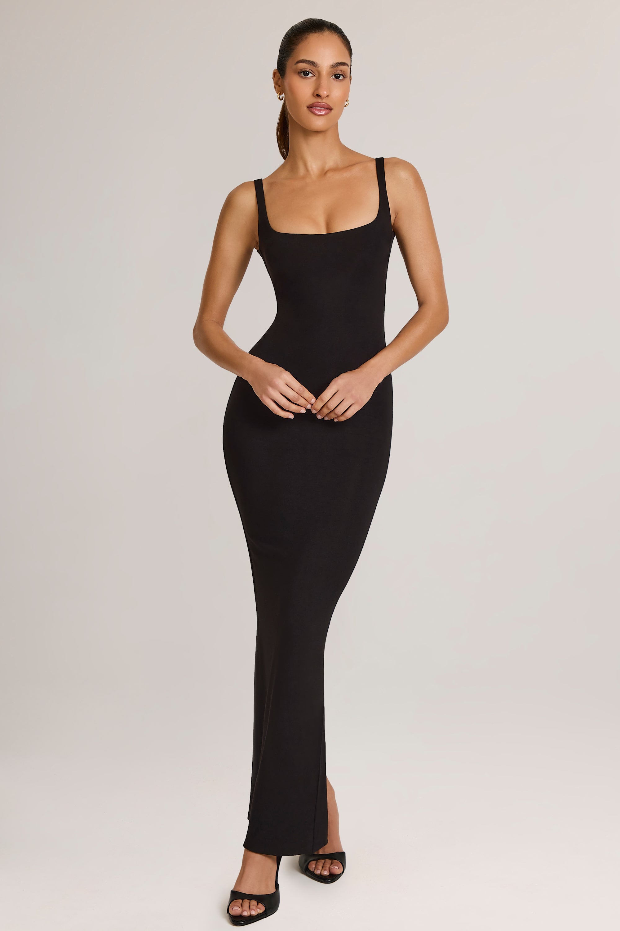 Modal Square Neck Maxi Dress in Black