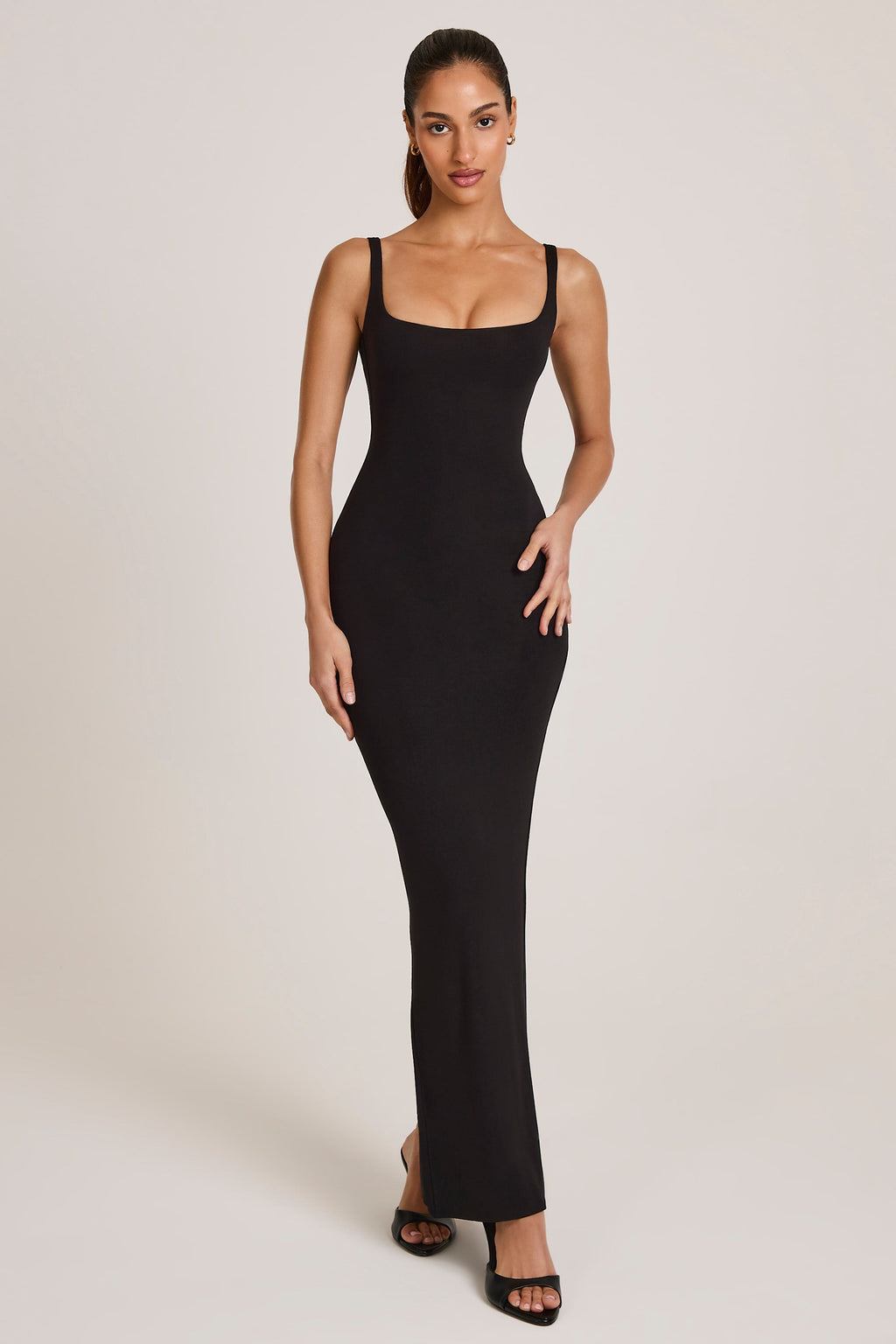 Modal Square Neck Maxi Dress in Black