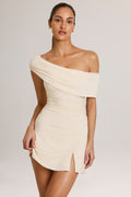 Modal Asymmetric A-Line Mini Dress in Ivory
