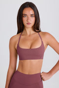 Four-Way Stretch Scoop-Neck Halterneck Sports Bra in Acai