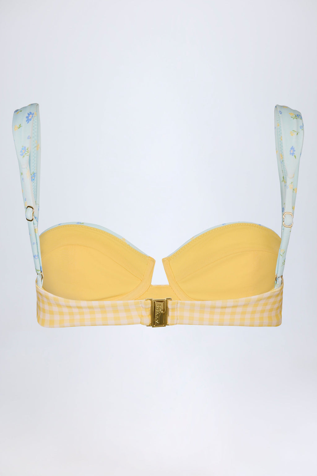 Underwired Balconette Bikini Top in Yellow Gingham